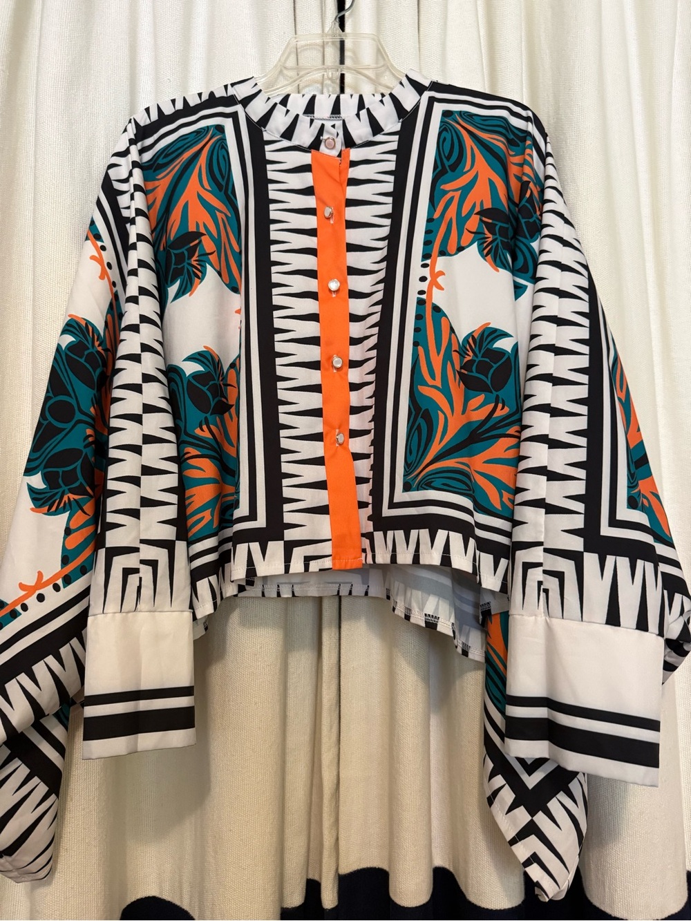 GO WILD! Designer Inspired Button-Up Waterfall Blouse | Size Large